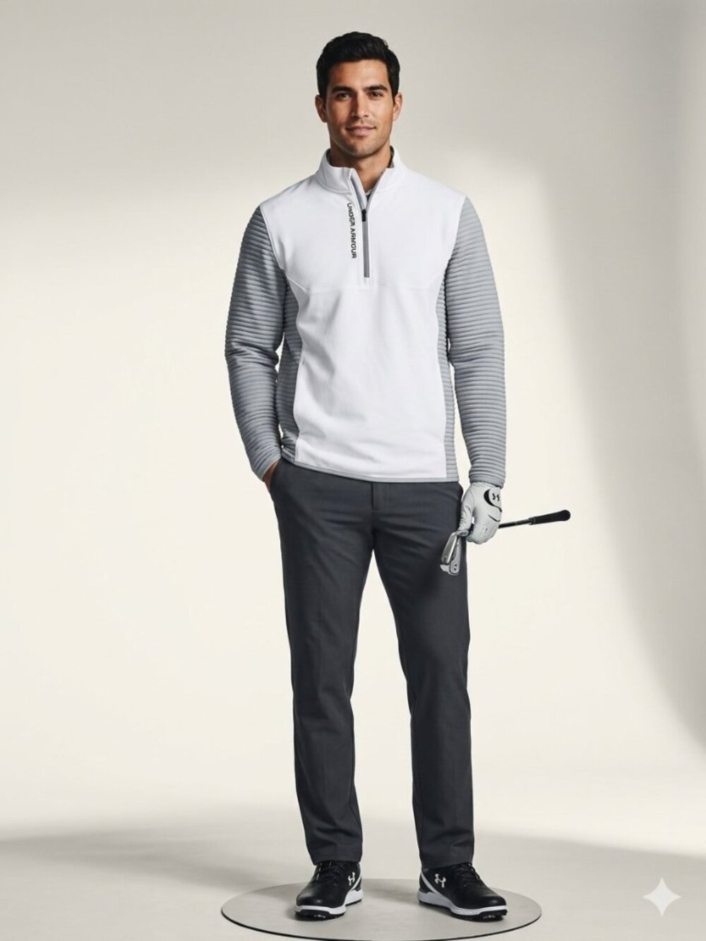 Under Armour ColdGear Storm Evolution Daytona 1/2 Zip Golf Pullover White Medium